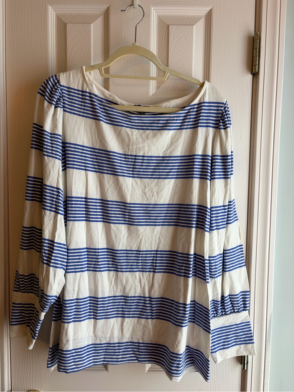 Talbots Blue and White Striped Long Sleeve Tee